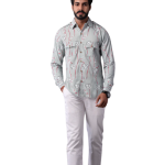 Men's Sanganeri Light Green Hunting Styled Floral Printed Shirt | Elegant Outdoor Wear